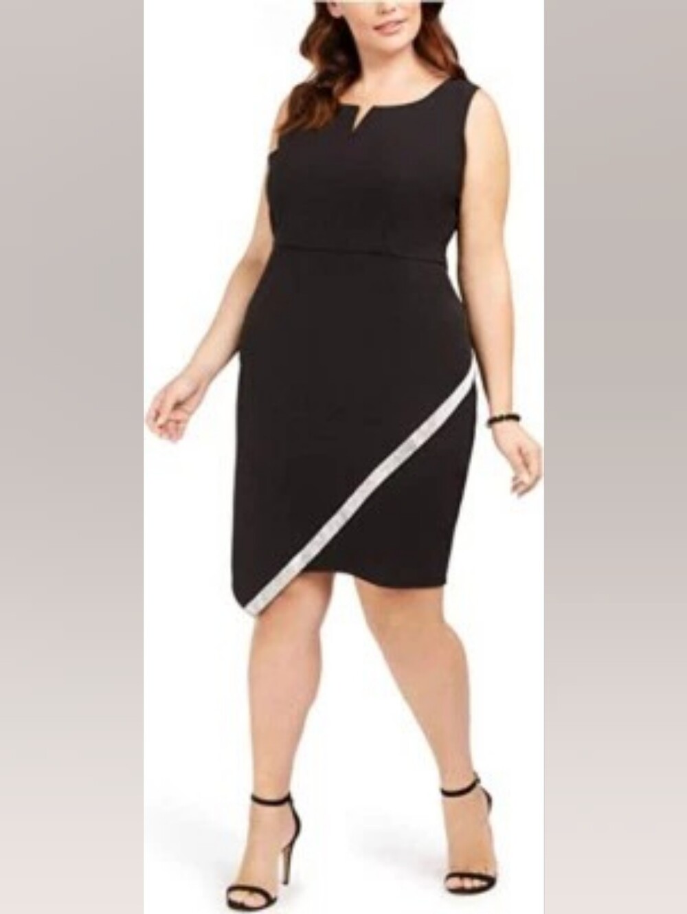 BCX Women's Trendy Plus Size Embellished Asymmetrical Dress Black Size 3XL